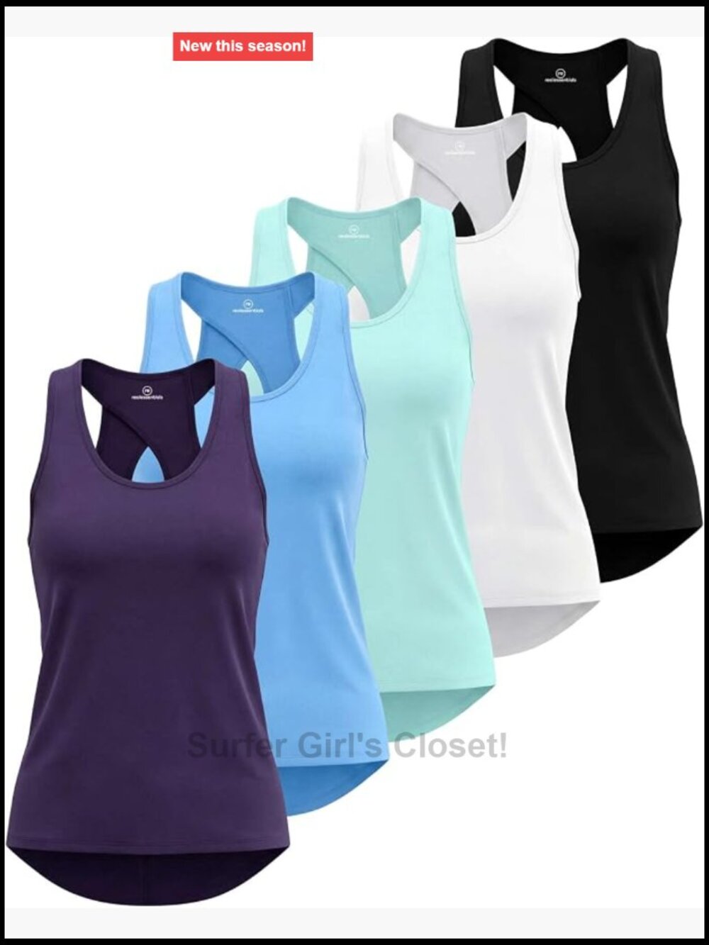 5 Pack Women's Racerback Tank Tops Open Back Moisture Wicking Athletic Yoga